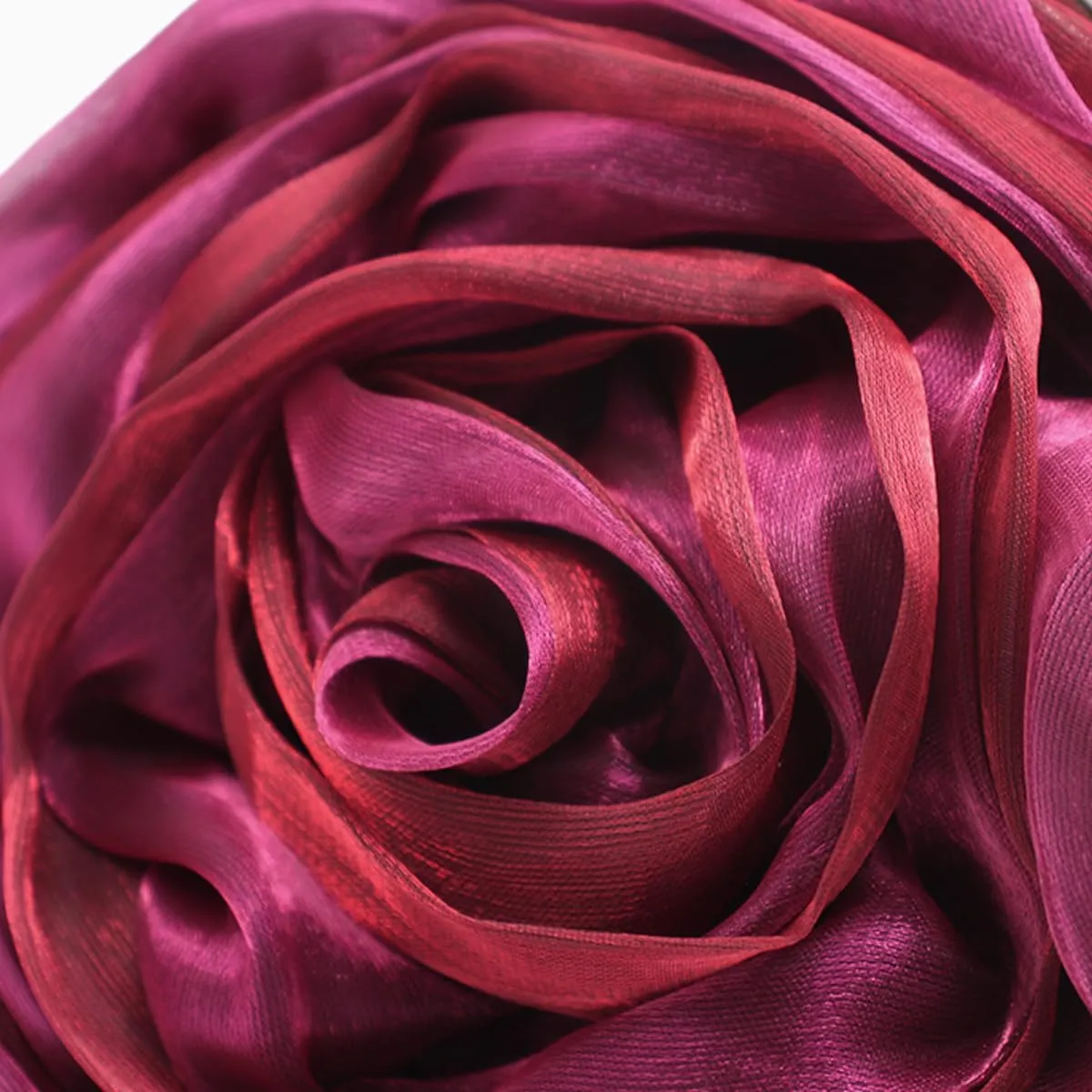Rose Shaped Evening Bag Soft Satin Clutch Purse Floral Wristlet Handbag for Women Wedding Party Purse
