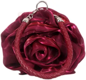 Rose Shaped Evening Bag Soft Satin Clutch Purse Floral Wristlet Handbag for Women Wedding Party Purse