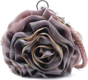 Rose Shaped Evening Bag Soft Satin Clutch Purse Floral Wristlet Handbag for Women Wedding Party Purse