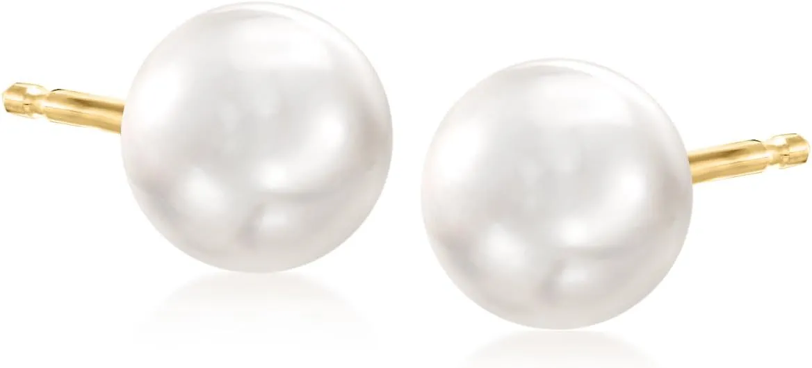 Ross-Simons 6-7mm Cultured Pearl Stud Earrings in 14kt Yellow Gold