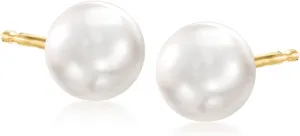 Ross-Simons 6-7mm Cultured Pearl Stud Earrings in 14kt Yellow Gold