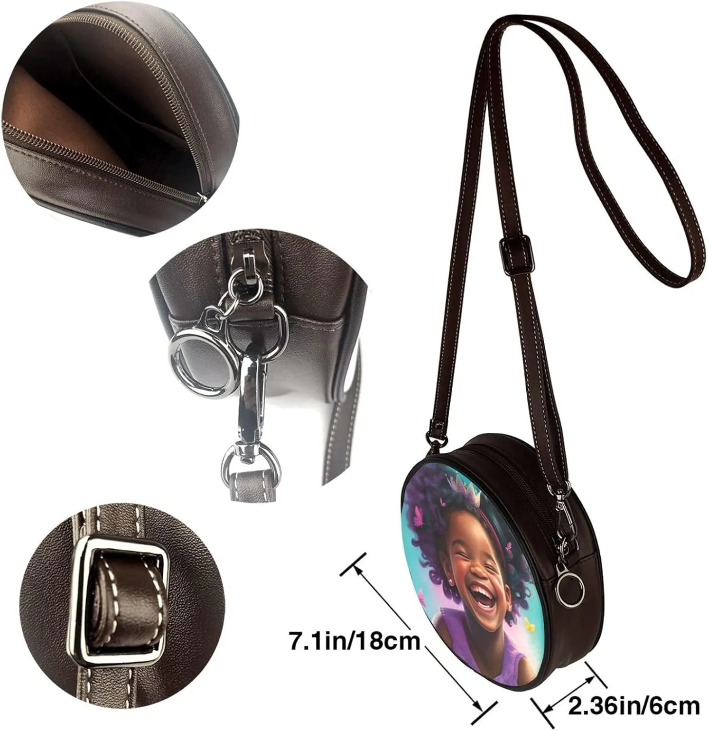 Round Crossbody Shoulder Bag Circle Purse Handbags for Women Small Fashion Clutch Evening Wallet