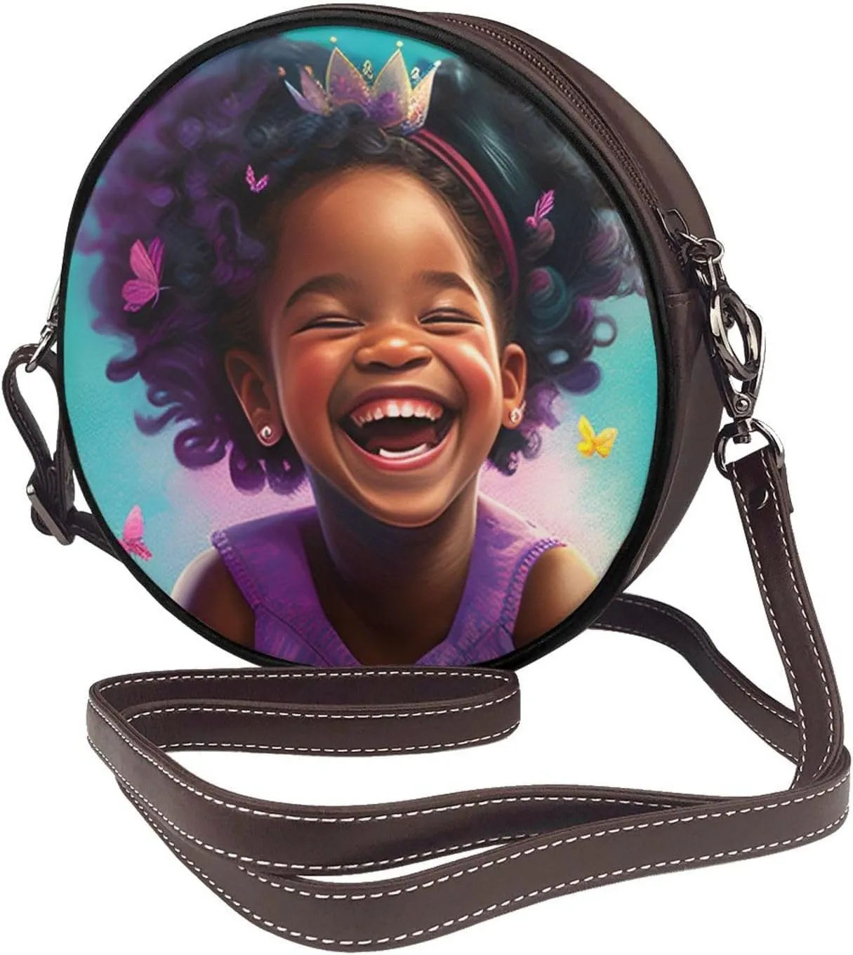 Round Crossbody Shoulder Bag Circle Purse Handbags for Women Small Fashion Clutch Evening Wallet