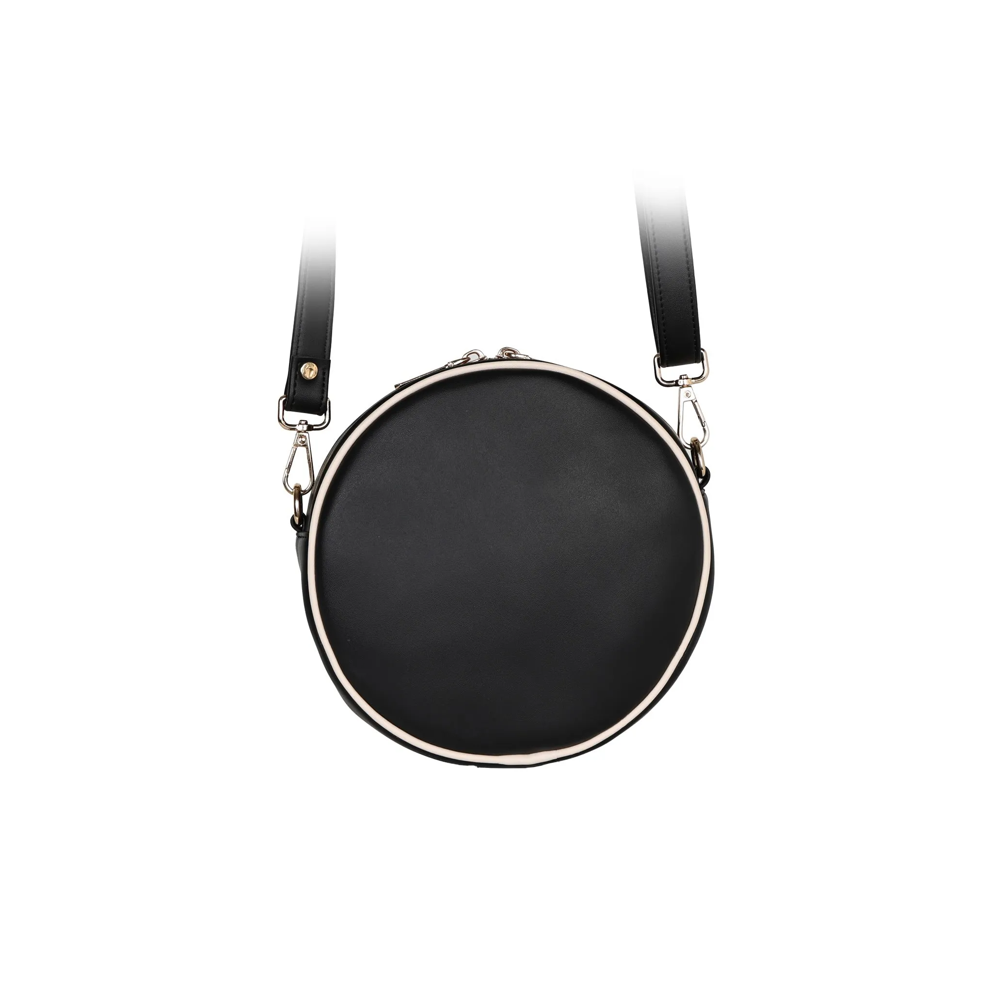 Round Diamond Pattern Sling bag | Crossbody Bag - Black