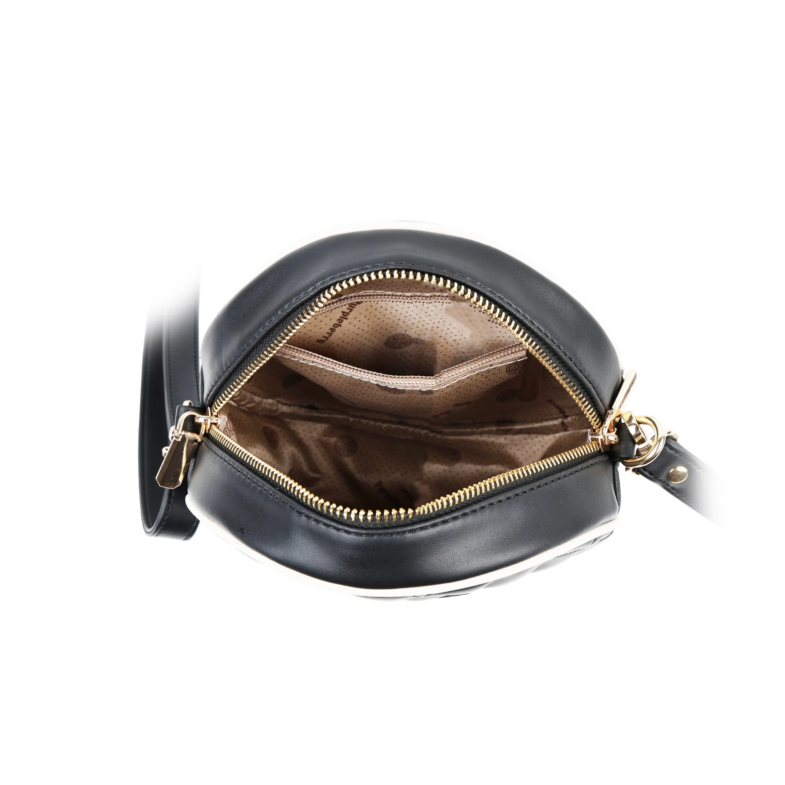 Round Diamond Pattern Sling bag | Crossbody Bag - Black