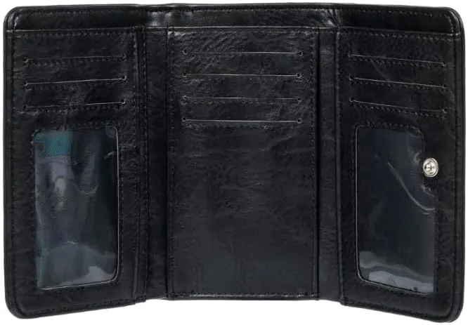 Roxy Women's Wallet | ID Window | Passport Window | Zip Closure | Card Slots | Travel | Everyday Carry | Faux Leather