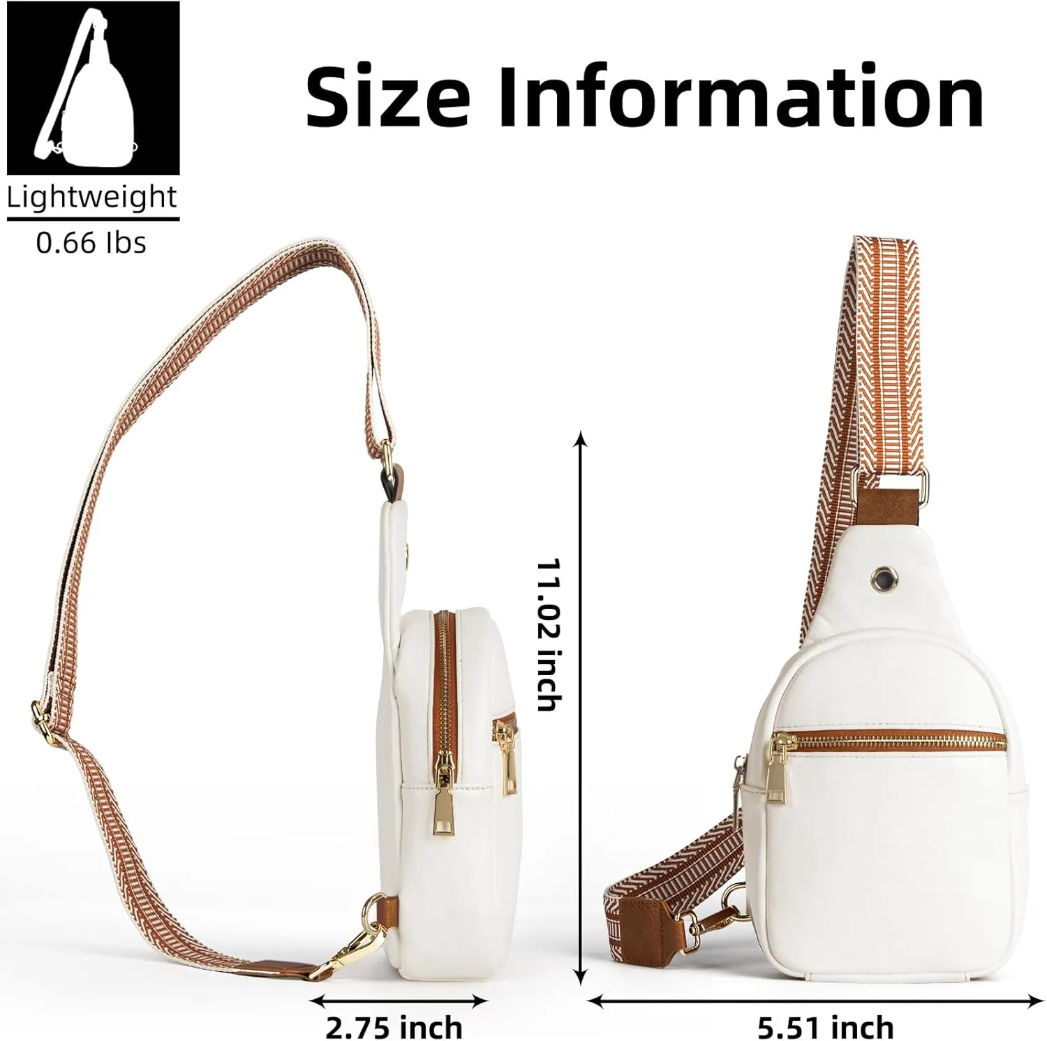 RUNBOX Small Sling Bag for Women, Leather Crossbody Fanny Packs Chest Bag with Adjustable Strap for Travel