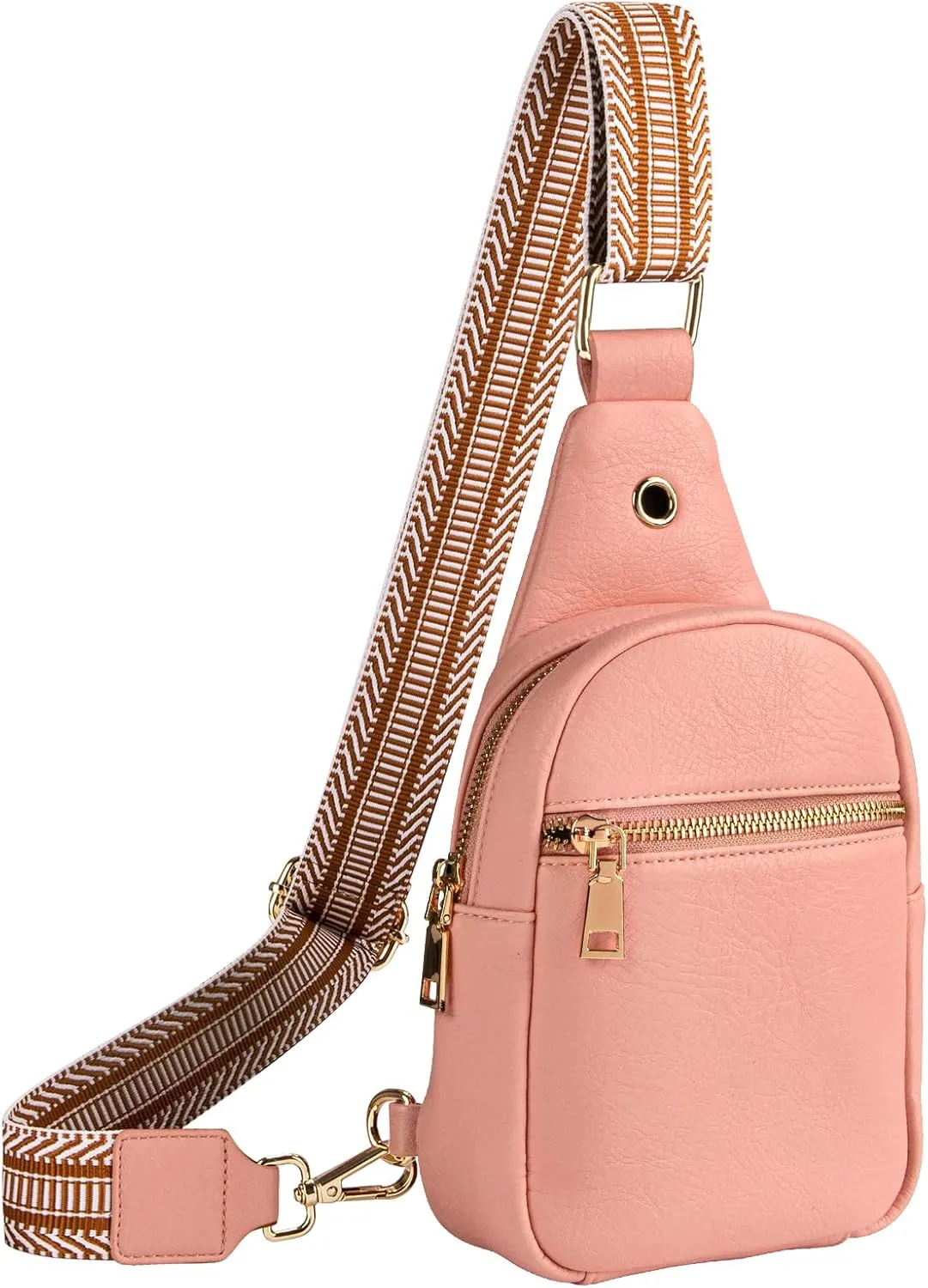 RUNBOX Small Sling Bag for Women, Leather Crossbody Fanny Packs Chest Bag with Adjustable Strap for Travel
