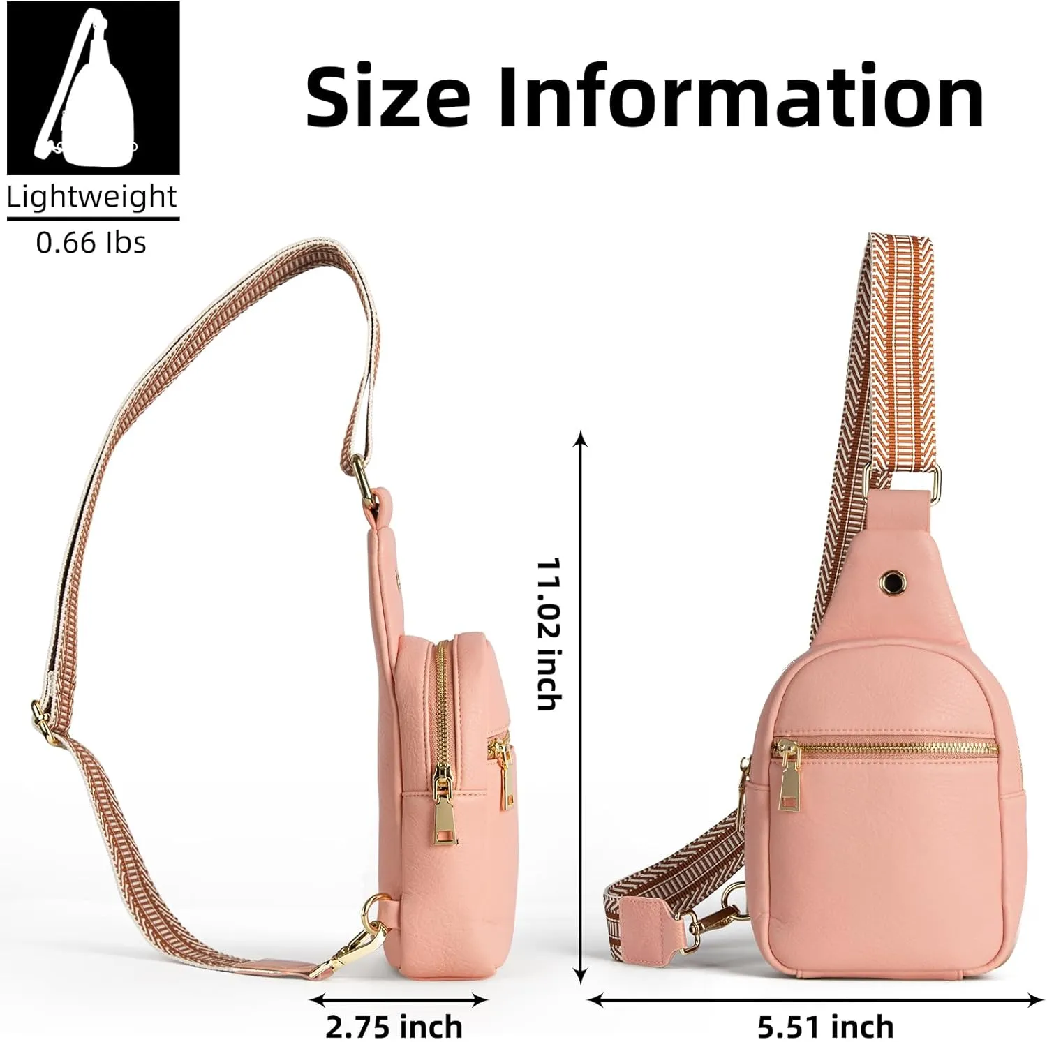 RUNBOX Small Sling Bag for Women, Leather Crossbody Fanny Packs Chest Bag with Adjustable Strap for Travel