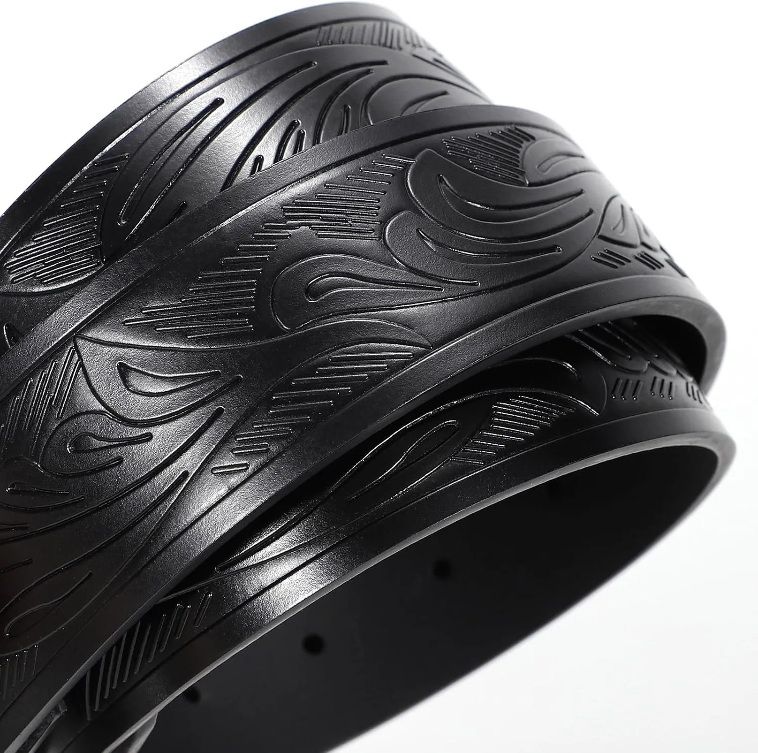 SANSTHS Western Belt Cowboy Belts for Men Women, Western Leather Belts Bull Buckle Belt Embossed Leather Belt for Jeans