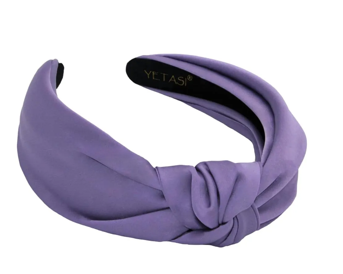 Satin Knotted Headband for Women (Dusty Purple, Adjustable Size)