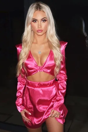 Satin Skirt Pink Co-Ord - Worldwide shipping Blouse Limited edition Dakiya Crop