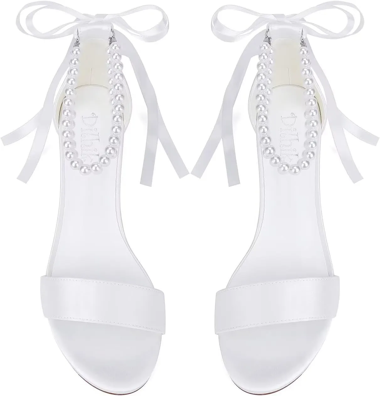 Satin Wedding Shoes for Bride Pearl Heels Bridal Shoes Wedding Heels Block Heel Wedding Sandals