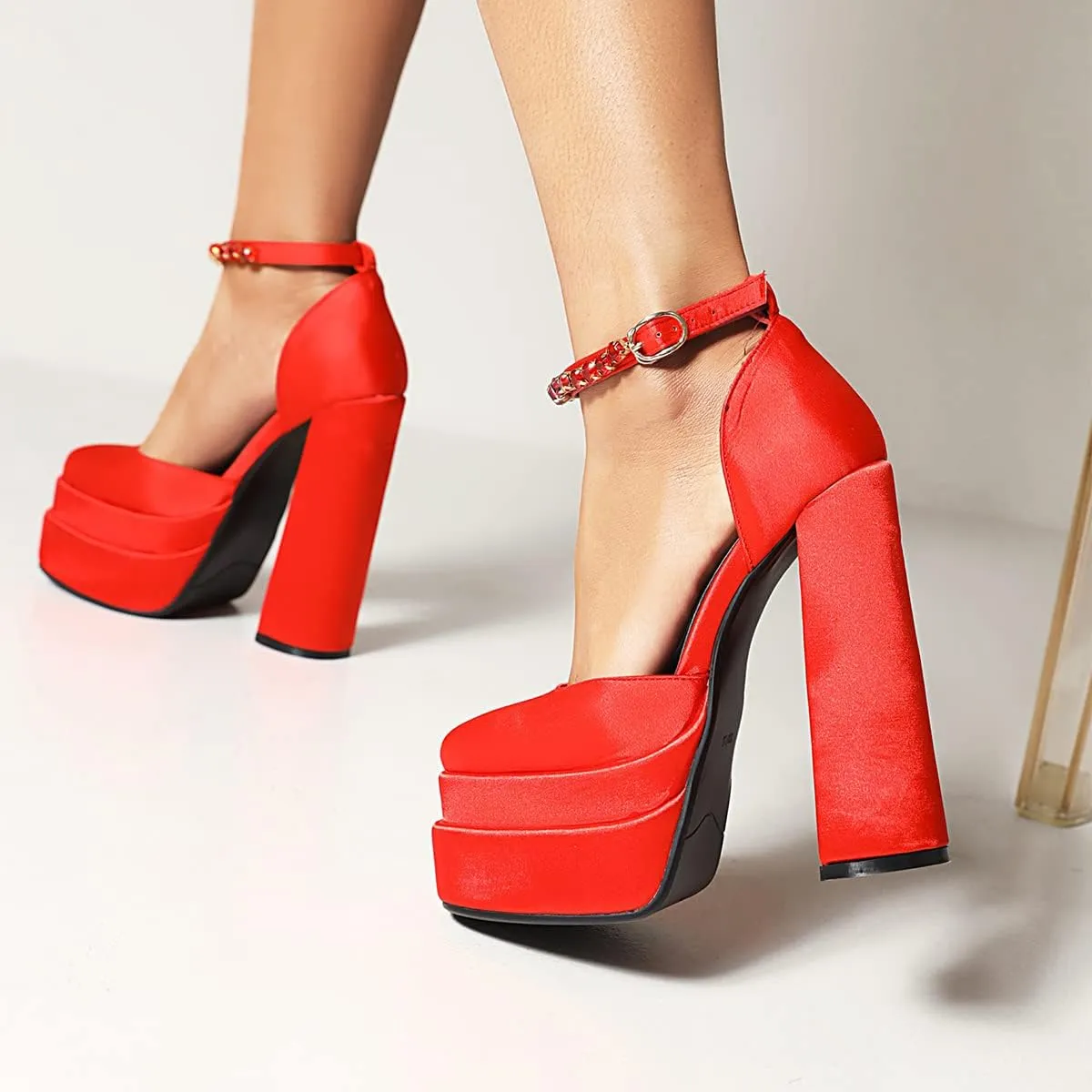 Scaoruki Women Fashion Platform Sandals Chunky High Heels