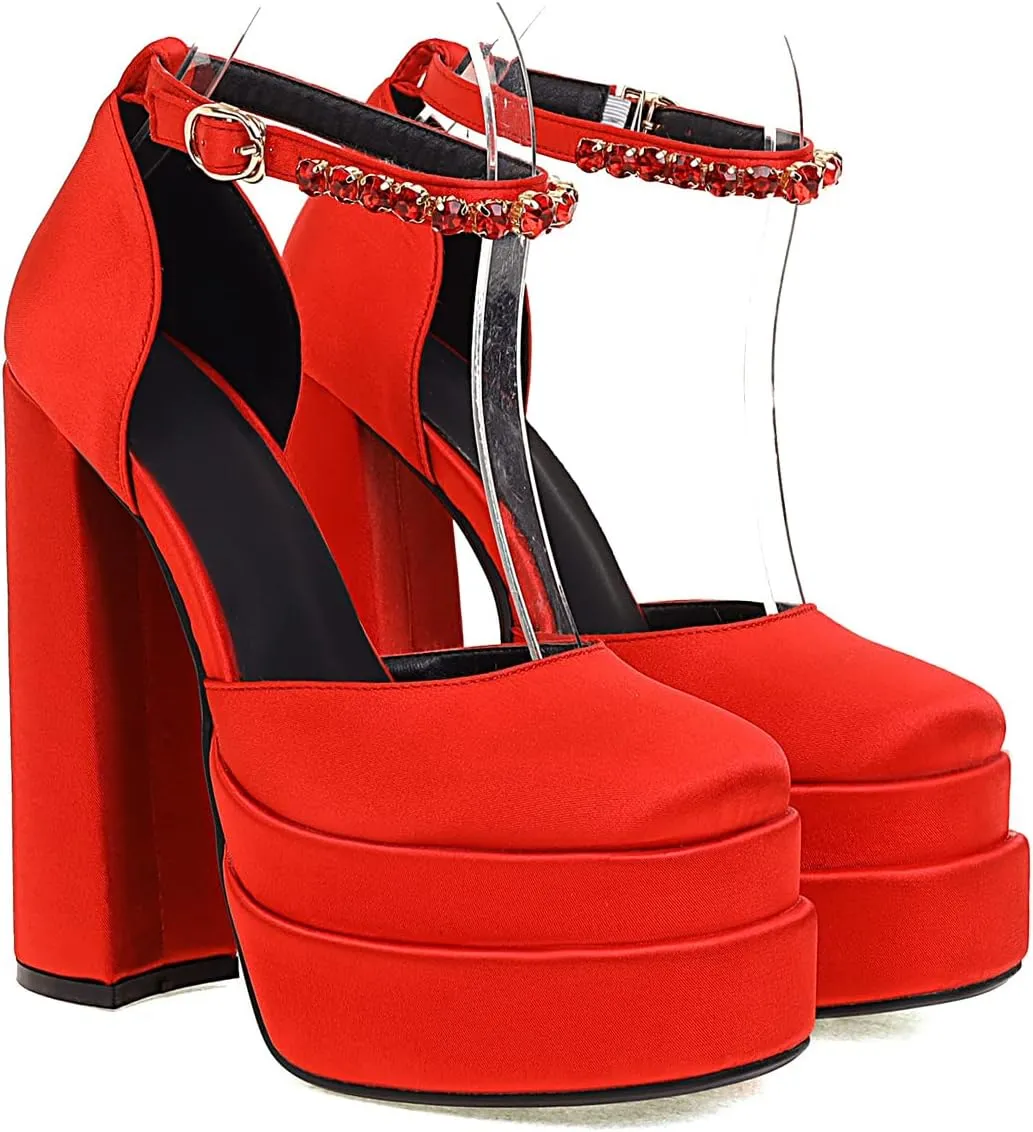 Scaoruki Women Fashion Platform Sandals Chunky High Heels