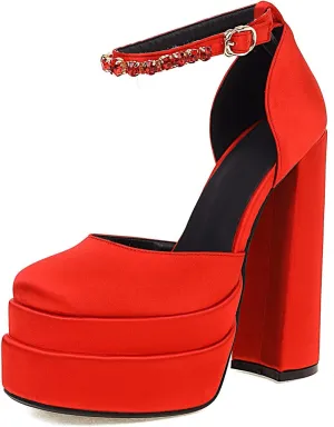 Scaoruki Women Fashion Platform Sandals Chunky High Heels