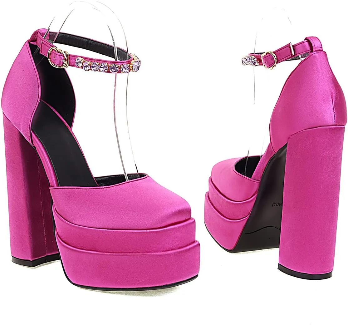 Scaoruki Women Fashion Platform Sandals Chunky High Heels