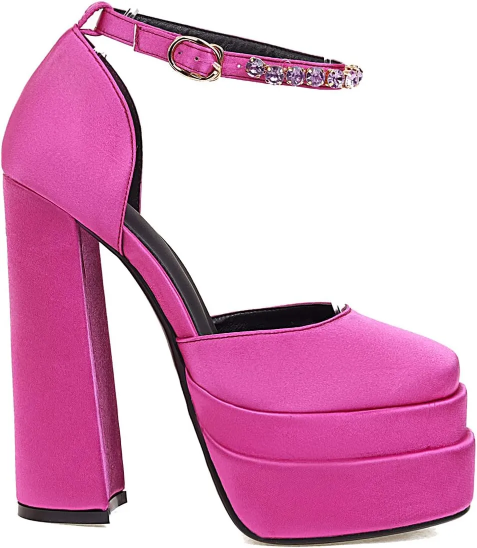 Scaoruki Women Fashion Platform Sandals Chunky High Heels