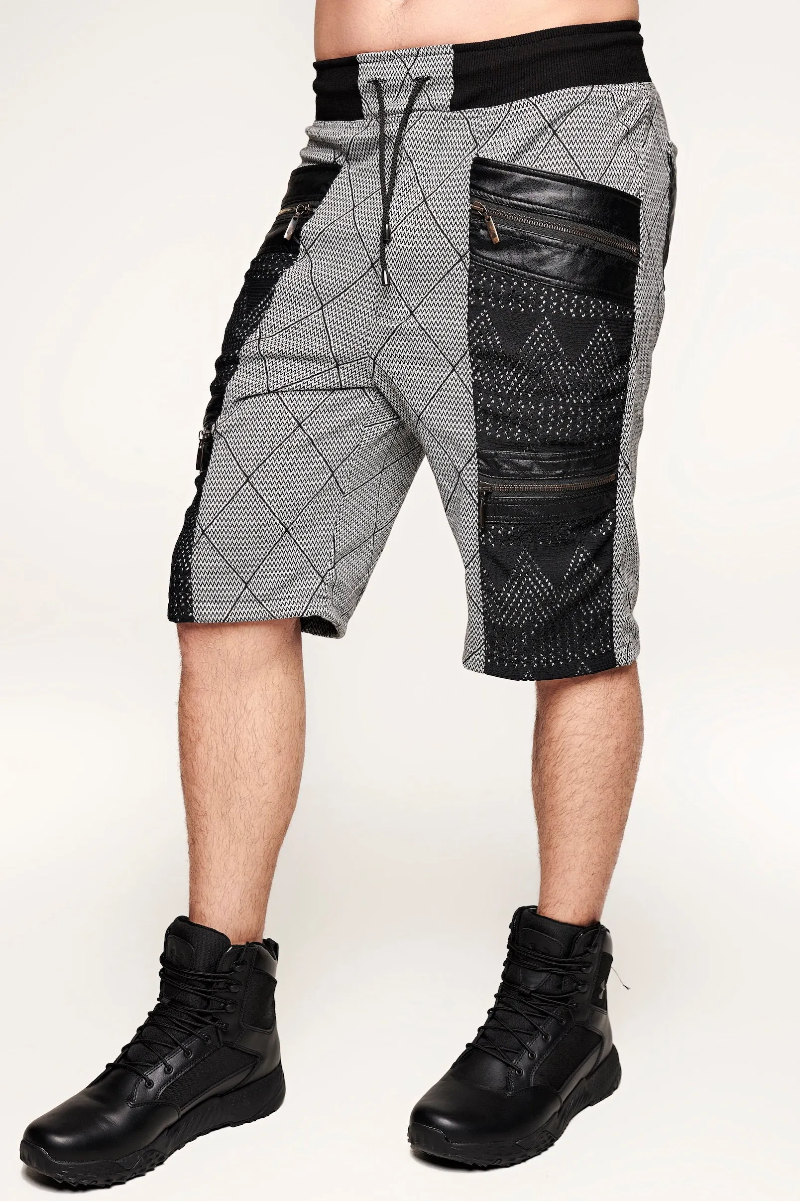 Scorpius Mesh Shorts - White Diamond Jacquard