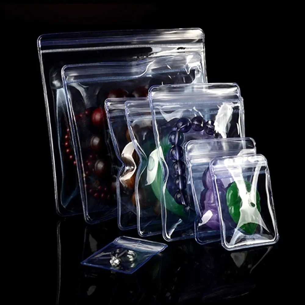 Self Seal Plastic Bags Zipper Lock Clear PVC Jewelry Packing Storage Bag for Zip Anti-oxidation Lock Poly Pouch (100, 13x13cm (5.1x5.1 inch))