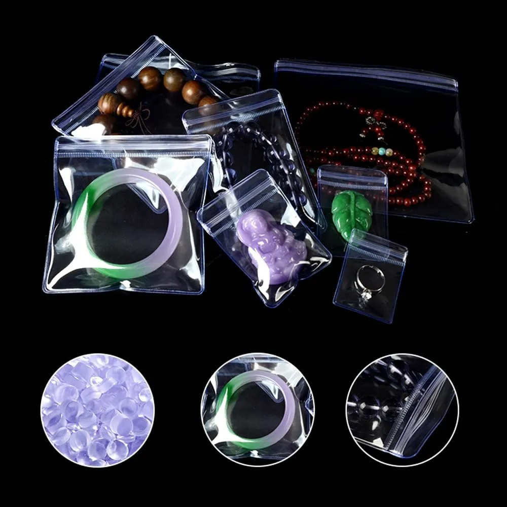 Self Seal Plastic Bags Zipper Lock Clear PVC Jewelry Packing Storage Bag for Zip Anti-oxidation Lock Poly Pouch (100, 13x13cm (5.1x5.1 inch))
