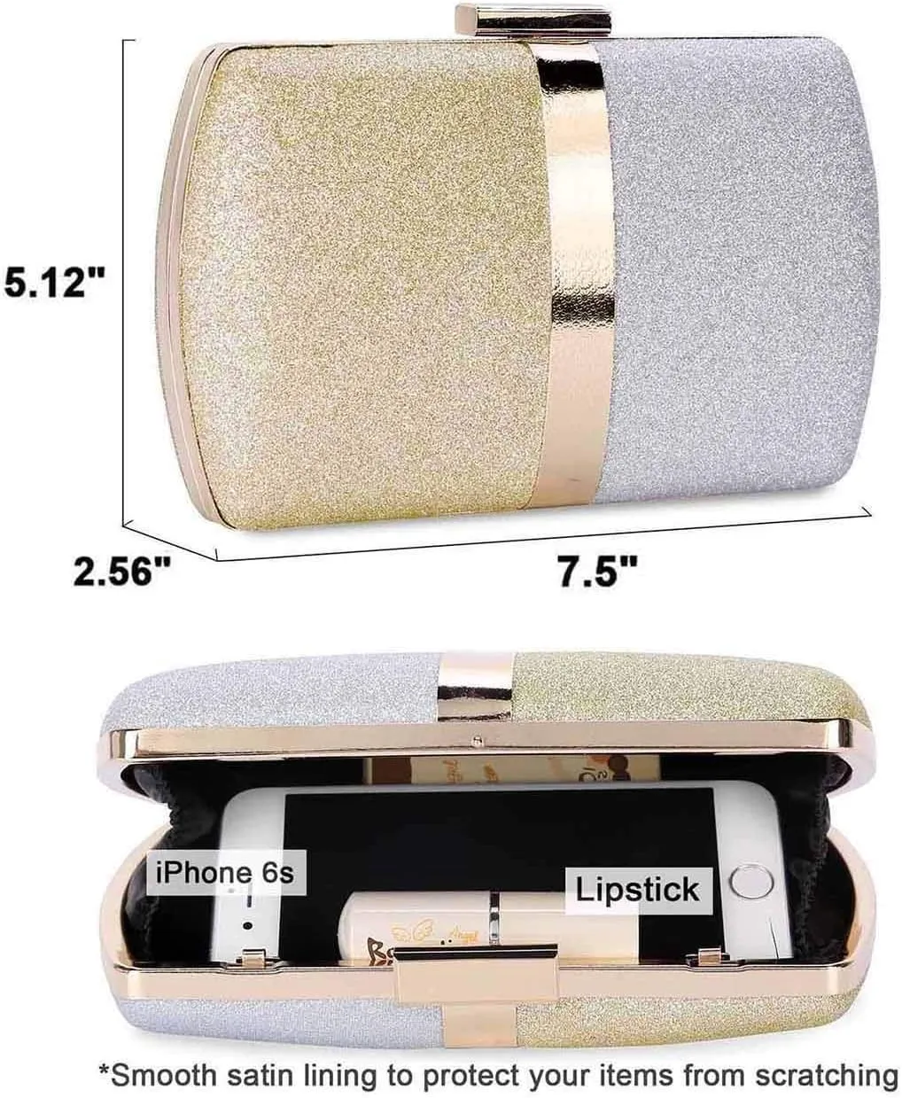 Selight Glitter Clutch Purse for Women Wedding Evening Bag Sparkle Formal Bridal Purse Ladies Prom Cocktail Party Handbag