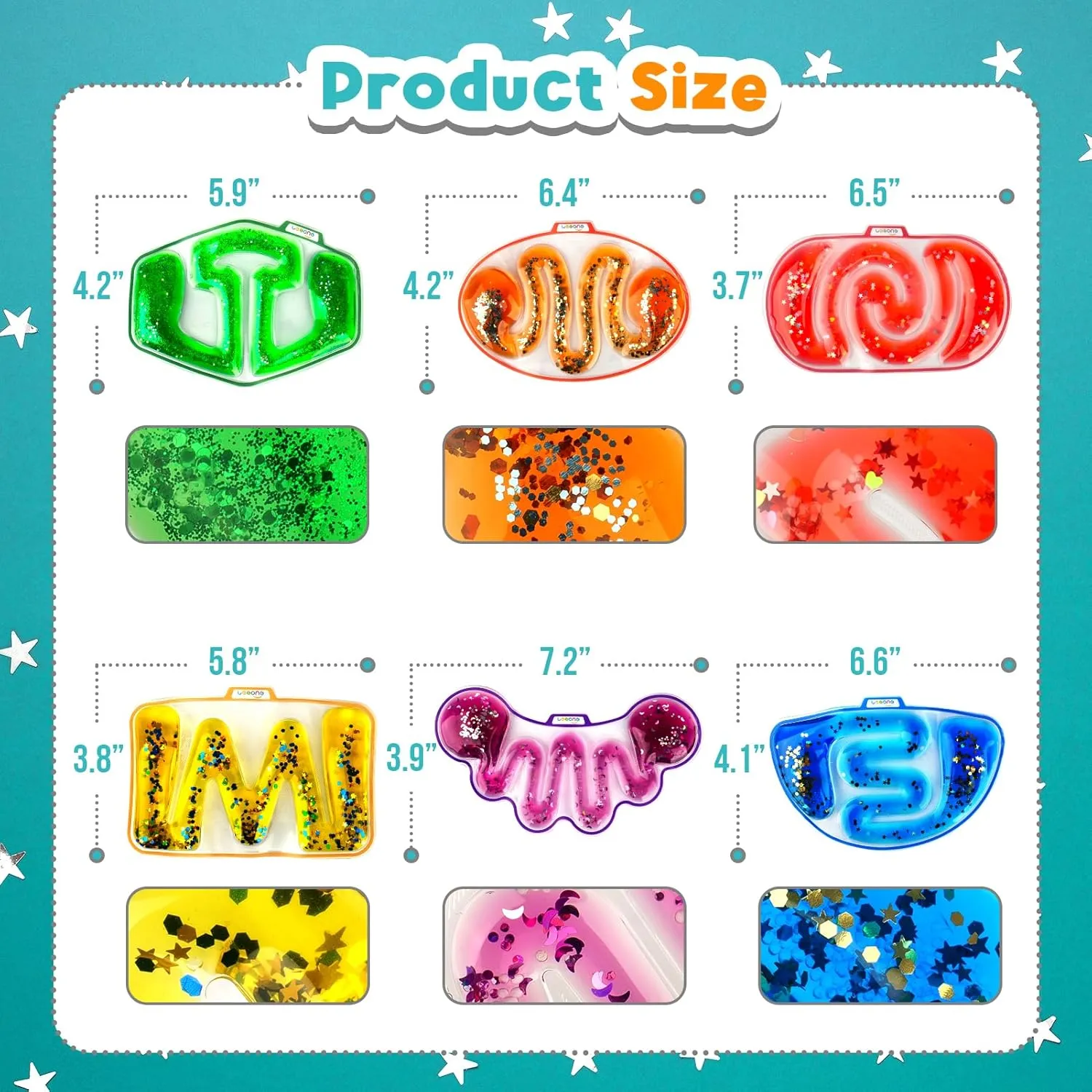 Sensory Fidget Toys for Kids Toddlers - Squishy Sensory Products for Autistic Autism Children Special Needs, Fidgets for Classroom Stress Anxiety Calm Down, Squeeze Sensory Tube Filled Goo, Glitter