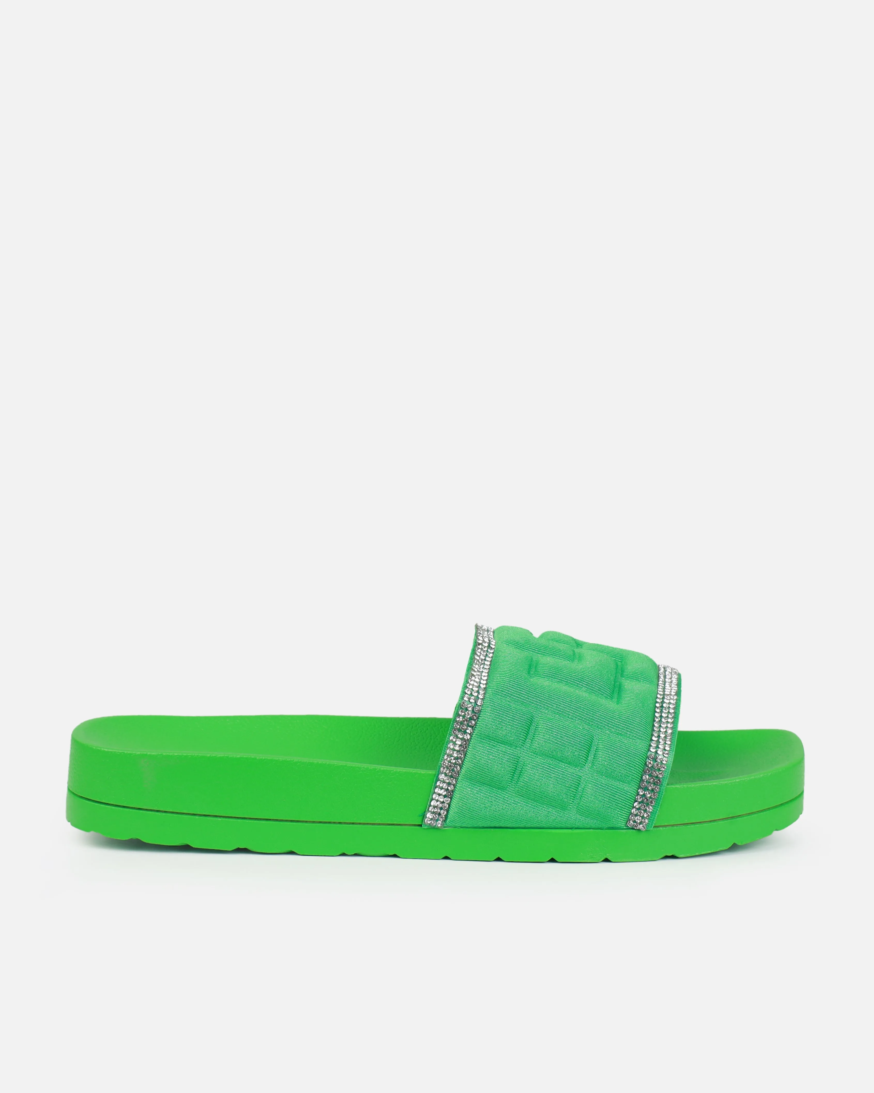 Seona Green Diamante Slides