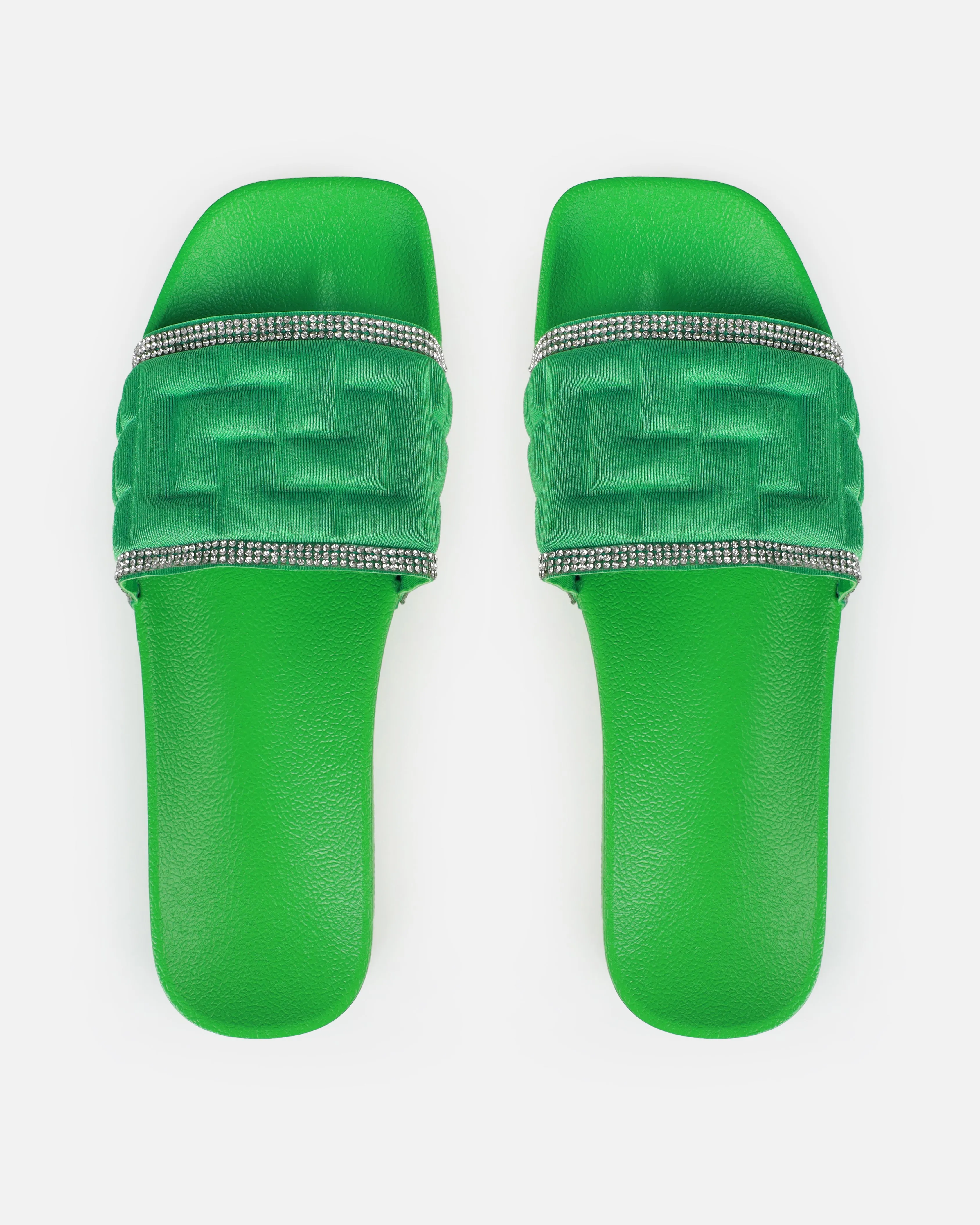 Seona Green Diamante Slides
