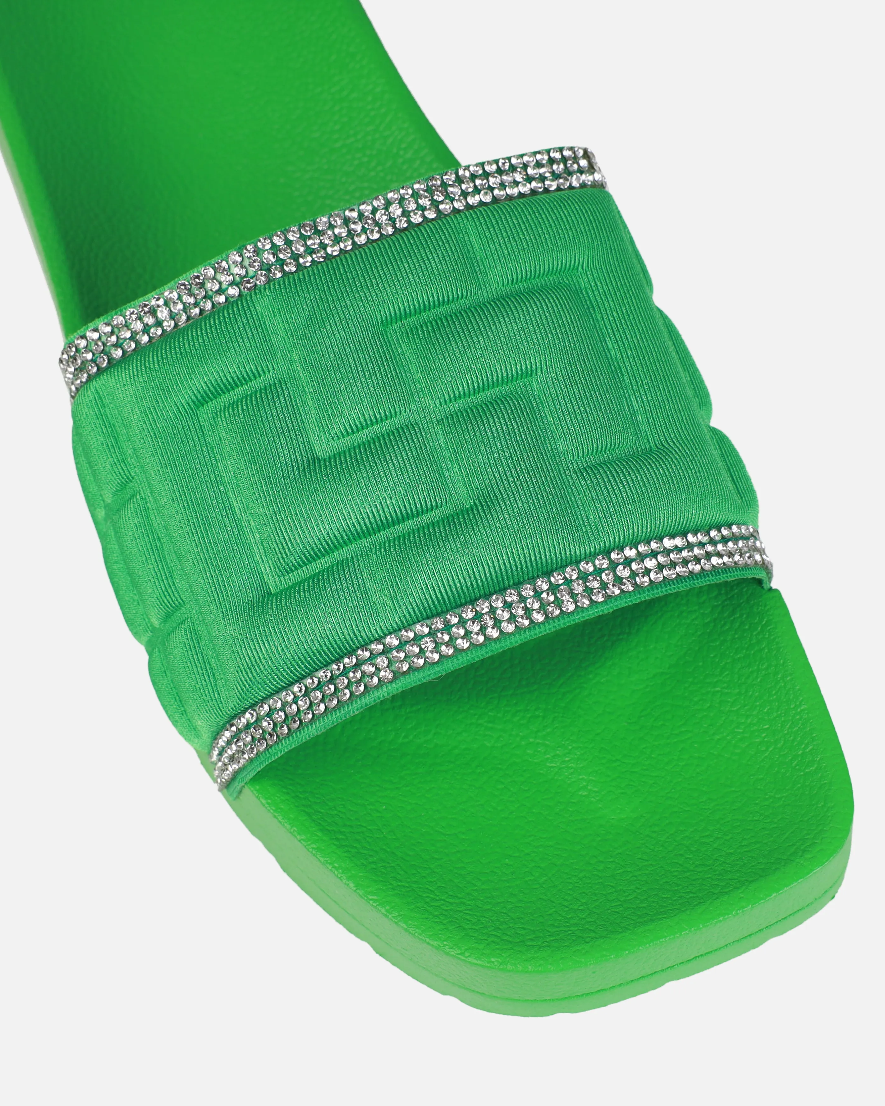 Seona Green Diamante Slides