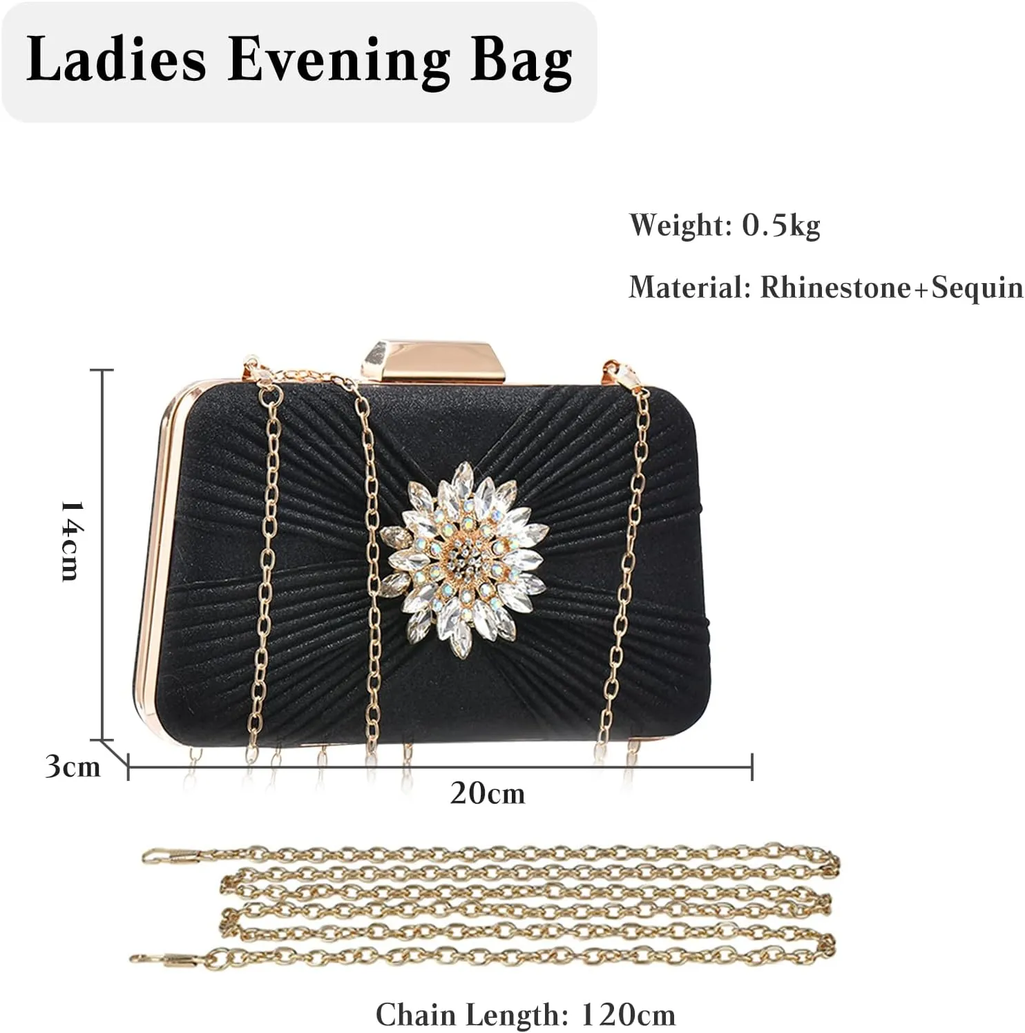 Sequin Evening Bag for Women Sparkly Rhinestone Clutch Bag Bridal Wedding Purse Glitter Crystal Shoulder Bag