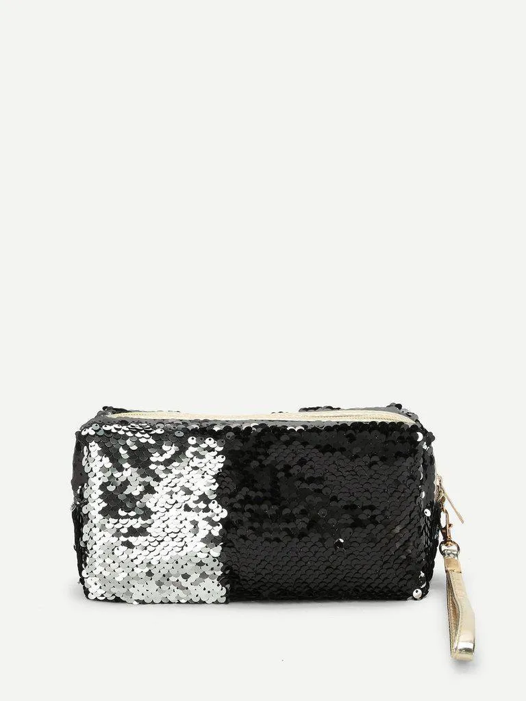Sequin Makeup Bag With Wristlet