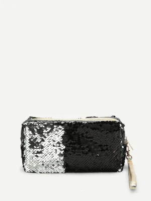 Sequin Makeup Bag With Wristlet