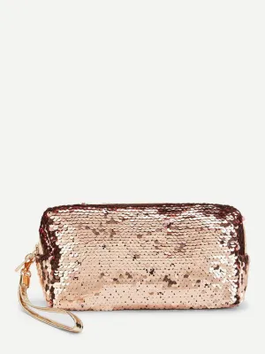 Sequin Makeup Bag With Wristlet