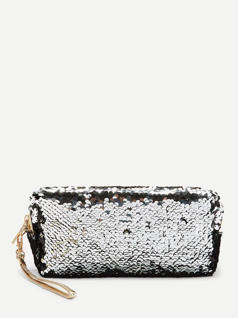 Sequin Makeup Bag With Wristlet