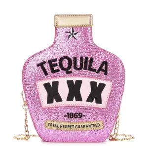 Sequined Embroidery Letter Vase Shoulder Bag