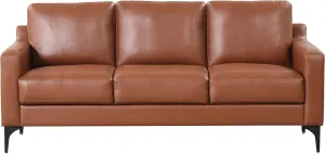 Serta Triton 78” Stationary Sofa, Modern Decor Love Seat Couch Living Room, Upholstered Faux Leather Sofas Furniture, Solid Easy to Install Couch for Bedroom, Caramel Brown