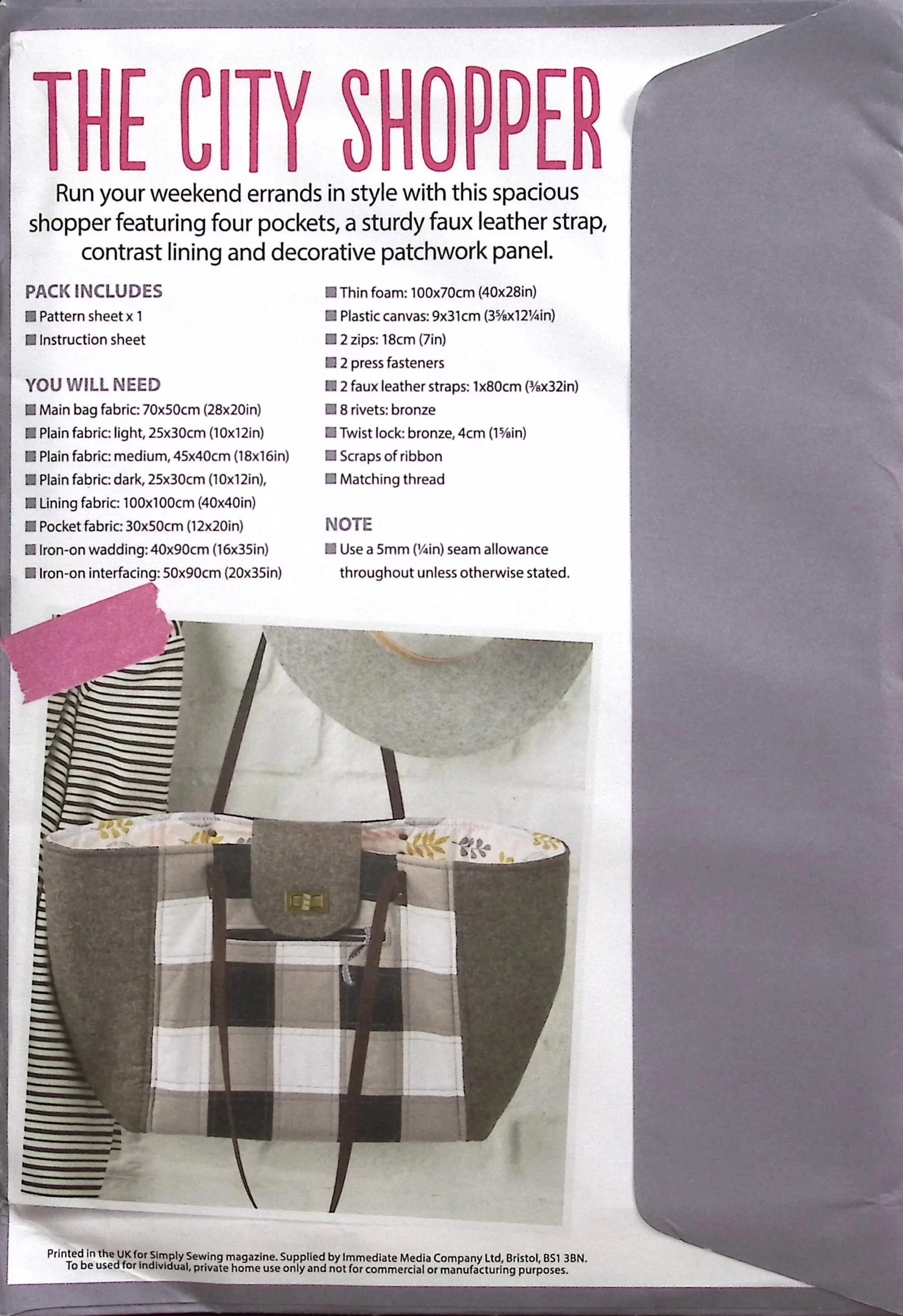 Sewing Pattern: Simply Sewing The City Shopper