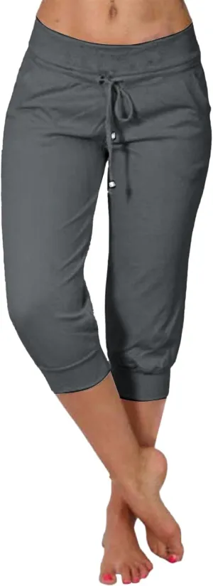 SHAOBGE Summer Pants for Women 2024 Summer New Casual Cropped Elastic Pants for Women Fashion Trendy Pants for