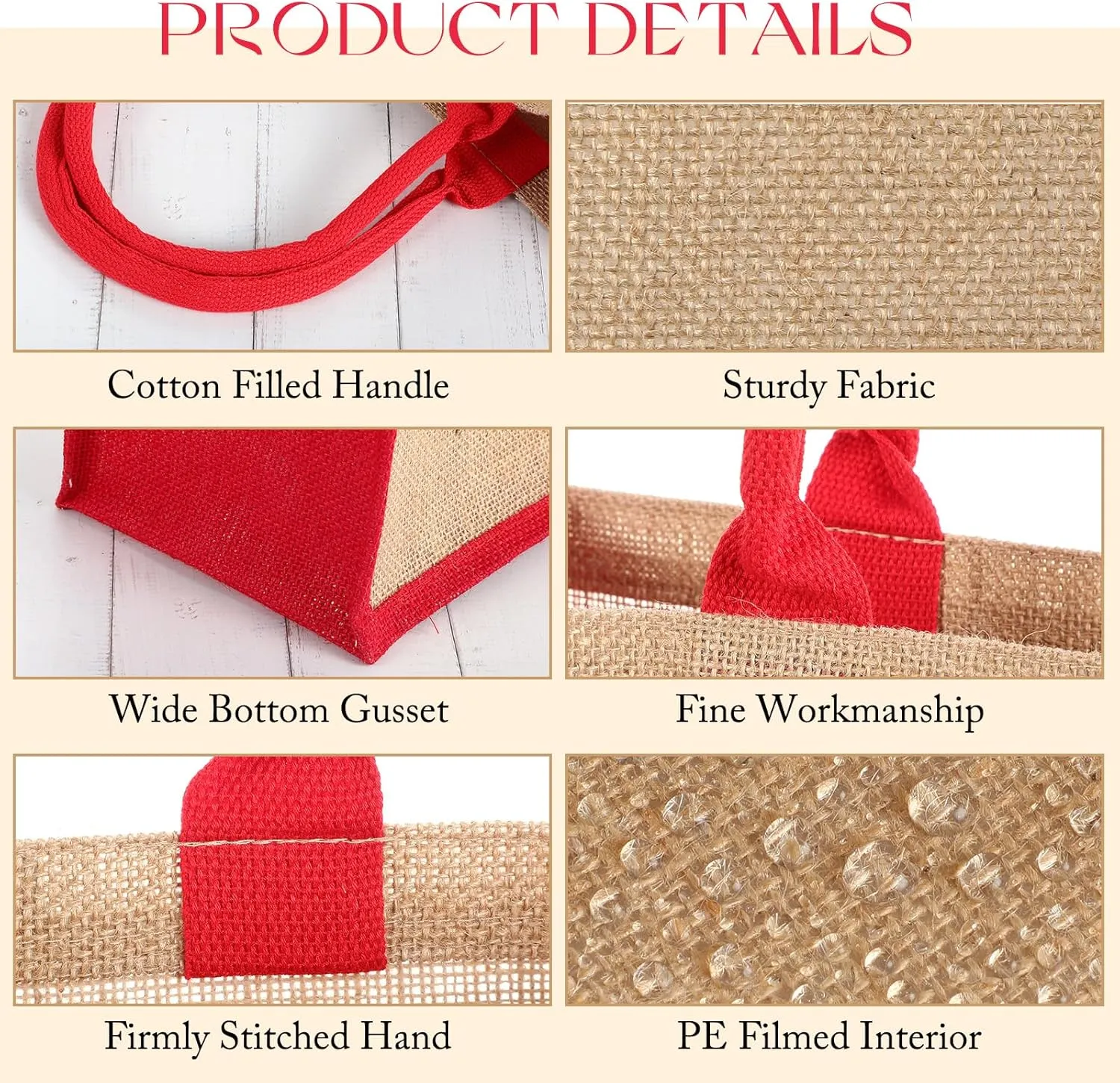 Shappy 10 Pack Burlap Tote Bag Set, Reusable Blank Jute Burlap Grocery Bag with Handle for Bridesmaid Gift Shopping DIY