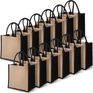 Shappy 10 Pack Burlap Tote Bag Set, Reusable Blank Jute Burlap Grocery Bag with Handle for Bridesmaid Gift Shopping DIY