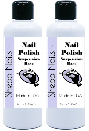 Sheba Nails Nail Polish Mixing Suspension Base - Vegan 10 Free- Make Your Own Nail Polish - Suspending Nail Polish Base - DIY Nail Polish - 2 Pack Set of 8 oz Bottles - (16 OZ total)