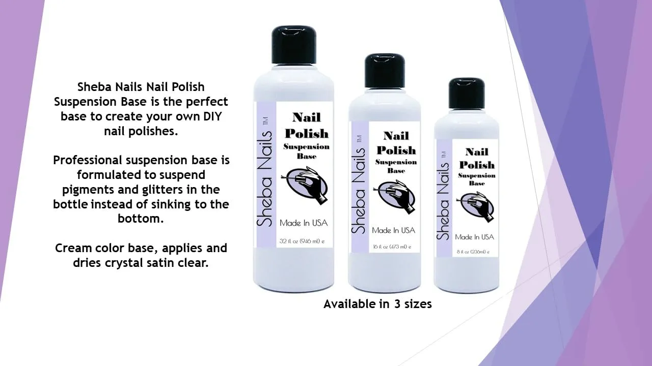 Sheba Nails Nail Polish Mixing Suspension Base - Vegan 10 Free- Make Your Own Nail Polish - Suspending Nail Polish Base - DIY Nail Polish - 2 Pack Set of 8 oz Bottles - (16 OZ total)
