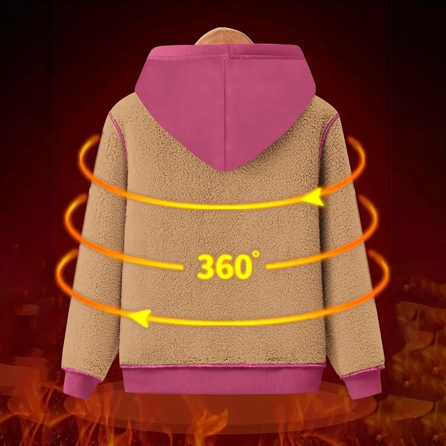 Sherpa Lined Jacket Women 2024 Fall Winter Fleece Warm Zip up Hoodie Casual Long Sleeve Hooded Jackets Coat Cardigan