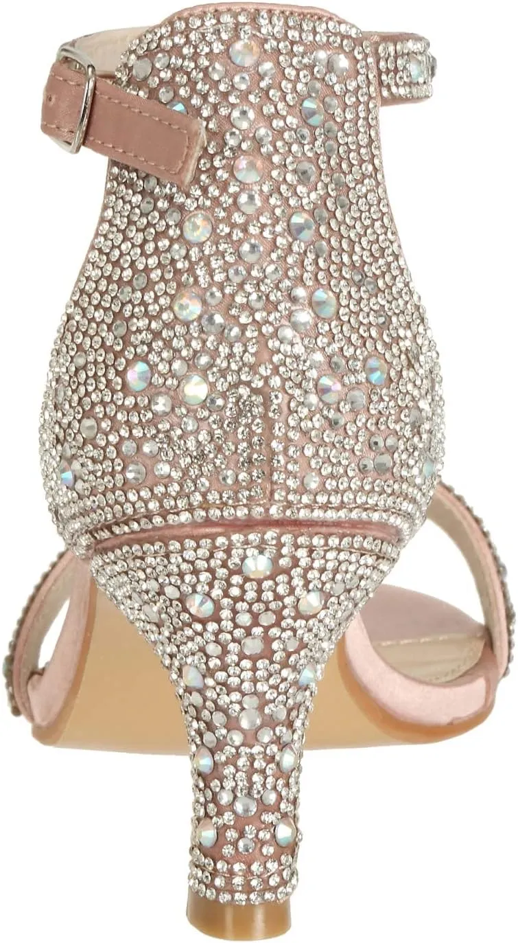 SheSole Women's Dressy Kitten Heels Rhinestone Sandals Elegant Prom Formal Bridal Wedding Shoes