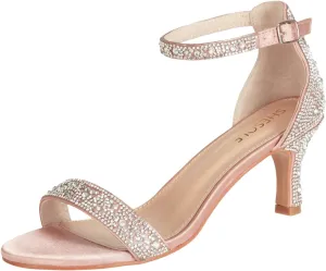 SheSole Women's Dressy Kitten Heels Rhinestone Sandals Elegant Prom Formal Bridal Wedding Shoes
