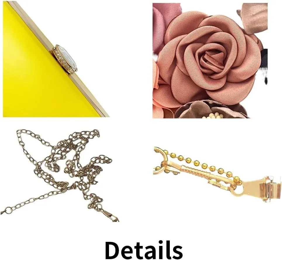 Shiiriin Women's 3D Floral Pearl Clutch Purse perfect for Bridal, Wedding, evening and Parties