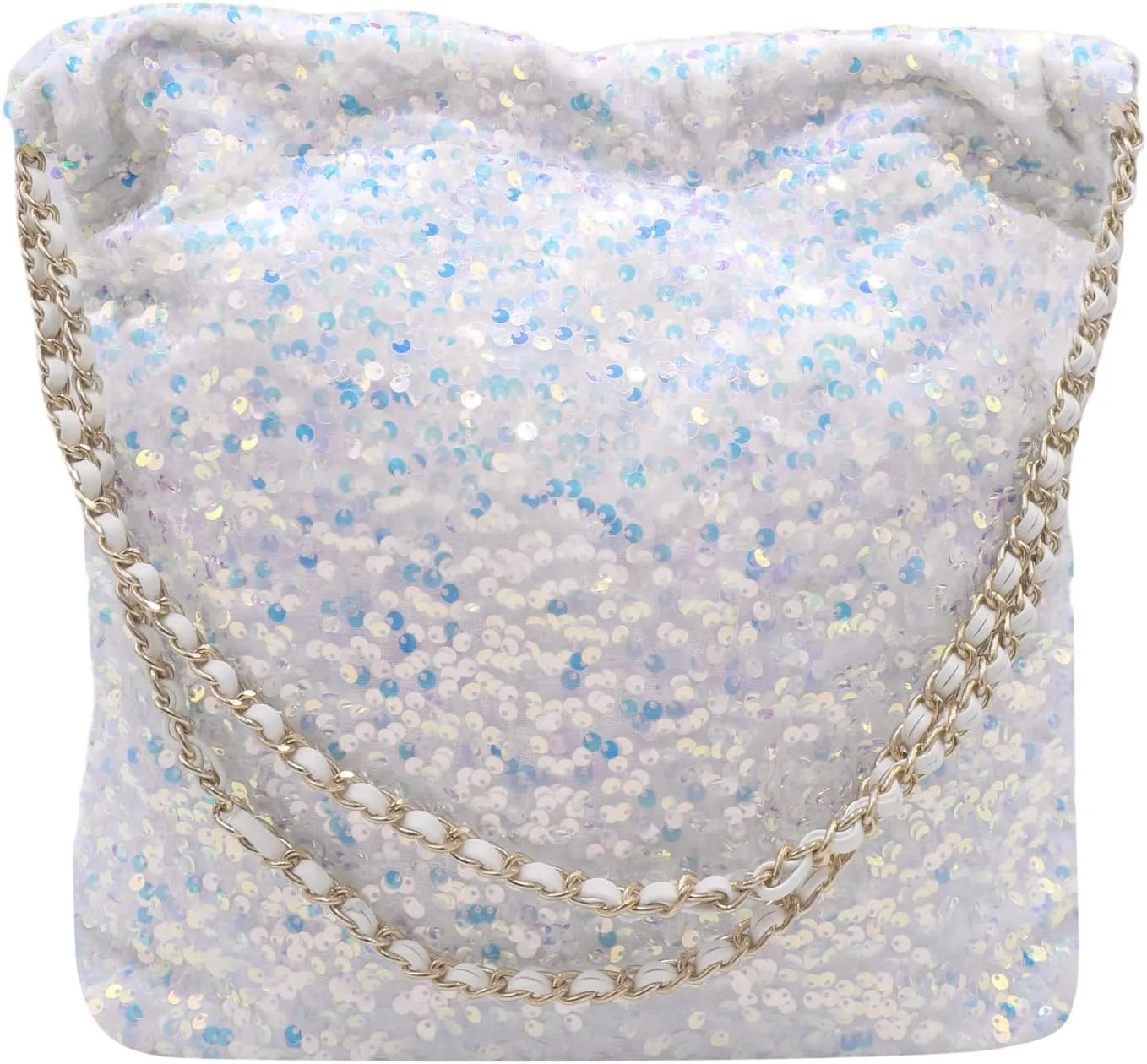 Shiny Hobo Shoulder Bag for Women Sparkle Sequins Chain Handbag Evening Bag Large Fashion Bling Tote Bags Satchel Purse