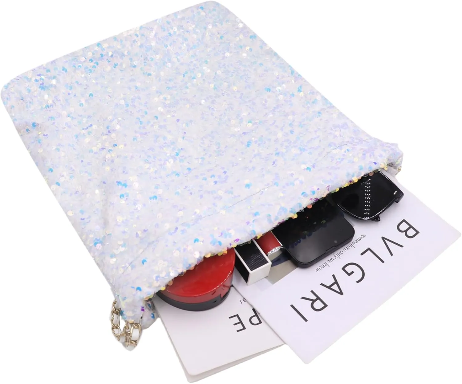 Shiny Hobo Shoulder Bag for Women Sparkle Sequins Chain Handbag Evening Bag Large Fashion Bling Tote Bags Satchel Purse