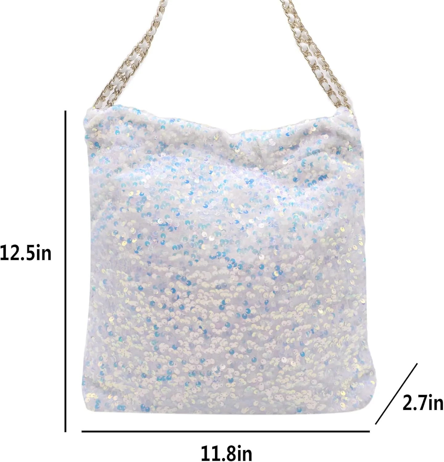 Shiny Hobo Shoulder Bag for Women Sparkle Sequins Chain Handbag Evening Bag Large Fashion Bling Tote Bags Satchel Purse
